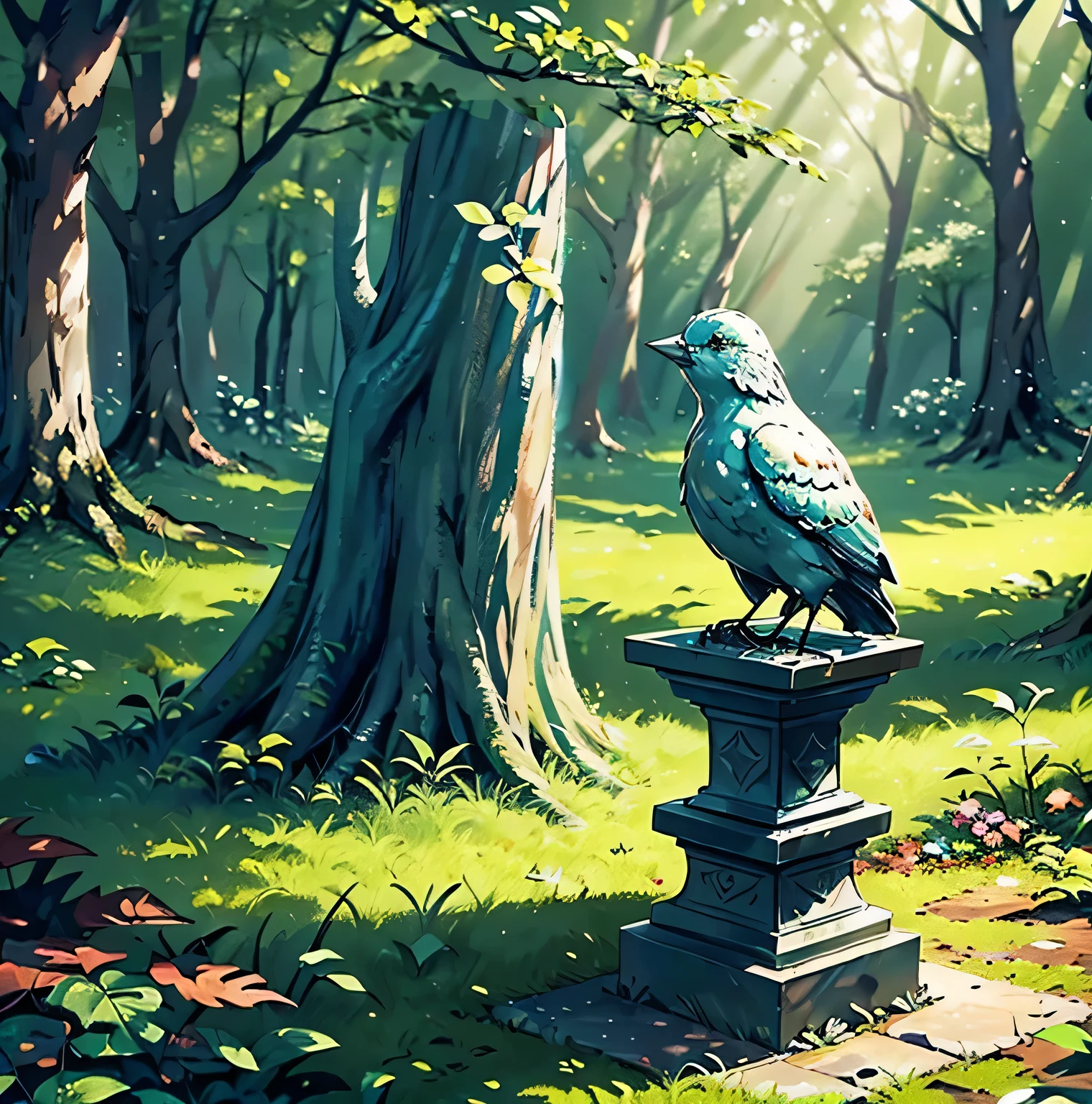 forest, no girl, no statue