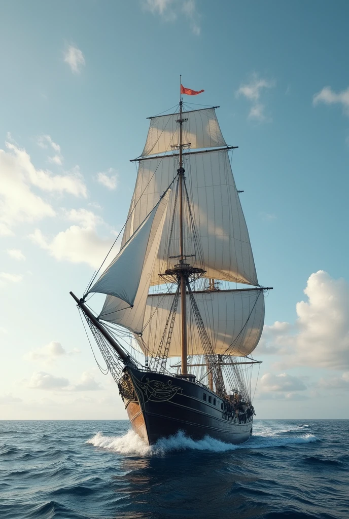 as you imagine it on the right but with its mast