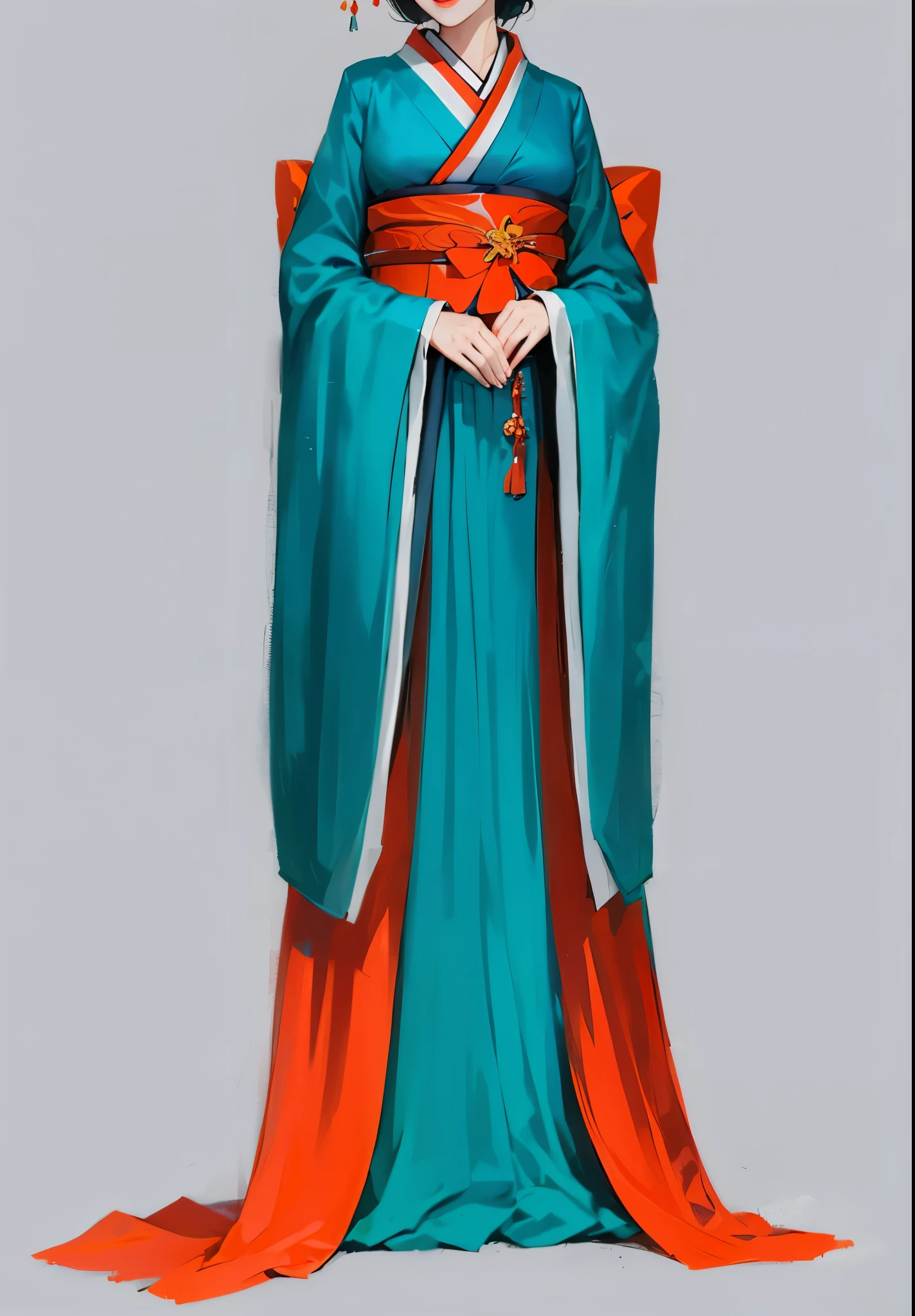 девушка в kimono, kimono в узорах. kimono, a geisha, красивая a geisha с темными волосами, a geisha стоит на облаках, character, красивый character, a geisha в красивом kimono, digital painting