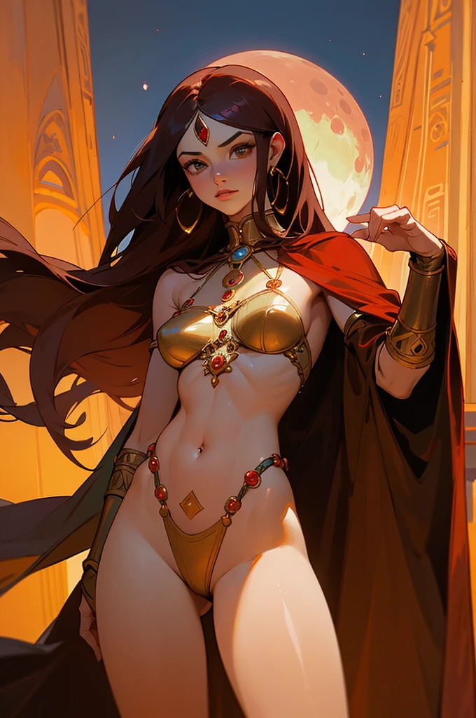 slim-thicc, beautiful, callipygian, fertile, empress of barsoom, naked, jeweled royal harness, decorated belt, barsoom, rome, silk, Arrakis, Tatooine, Red Planet, dusky skin, luxurious fancy hair
