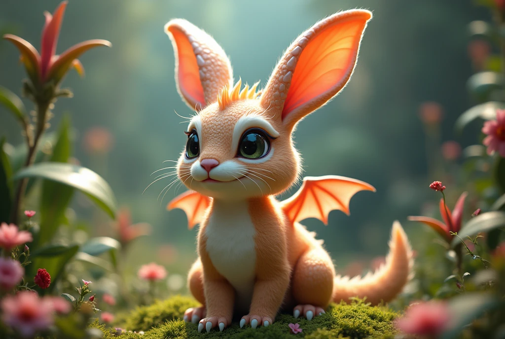 「Dragon Bunny」
A fusion of a small dragon and a rabbit。With rabbit ears、Small wings。live-action。Real。