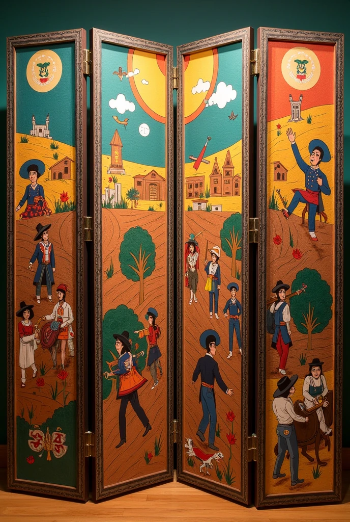 Biombo of the 4 stages of the Mexican Revolution