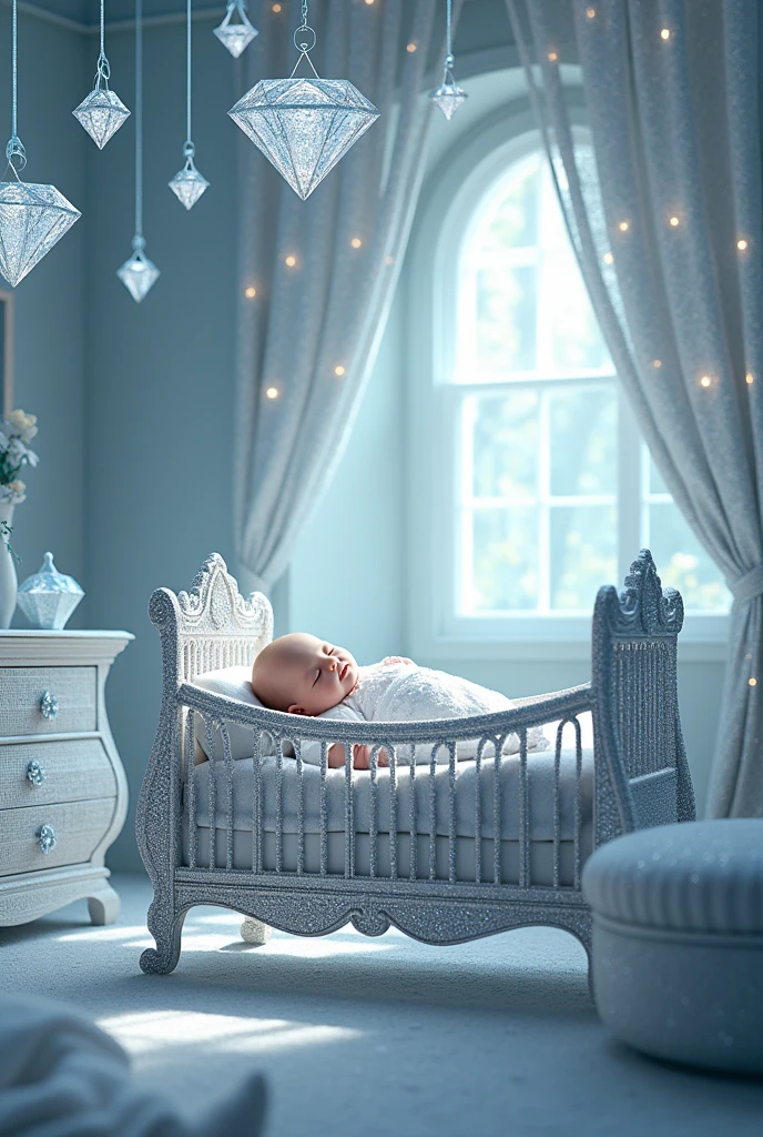 A baby's bedroom that is too beautiful and made of diamonds