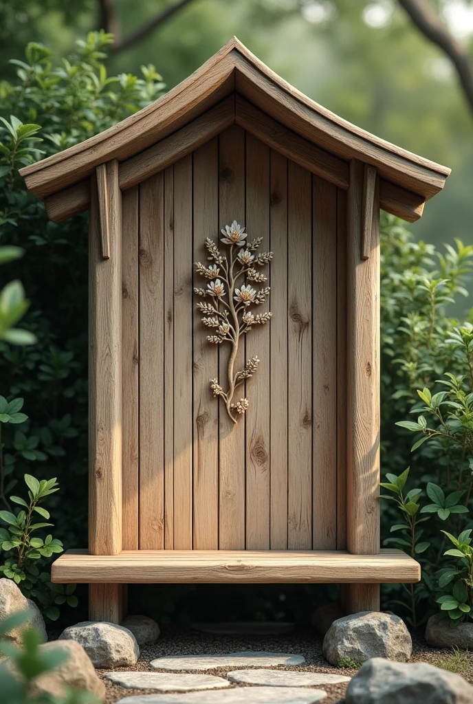 A prayer wall made of wood with a decoration that brings peace just by looking at it.