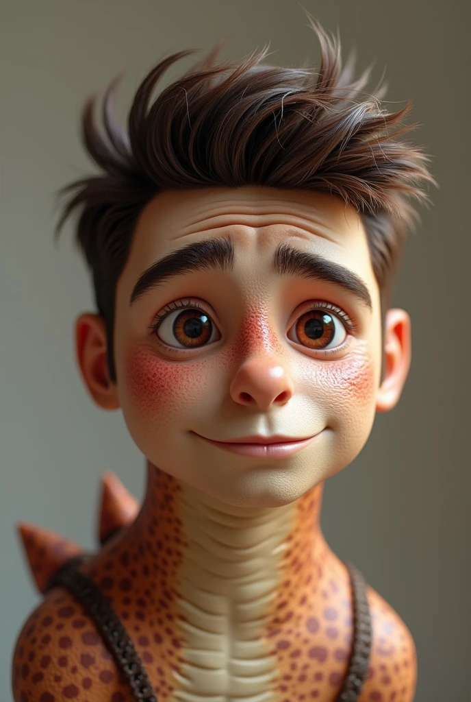 Create the face of singer Daniel in place of the face of the character Dino, from the dinosaur family