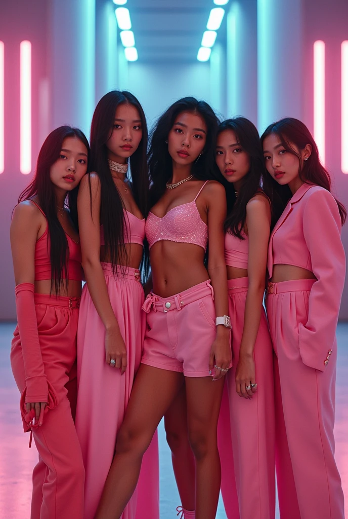 Blackpink whith seven members one of the girls is black and an other clip with the black girl in center 