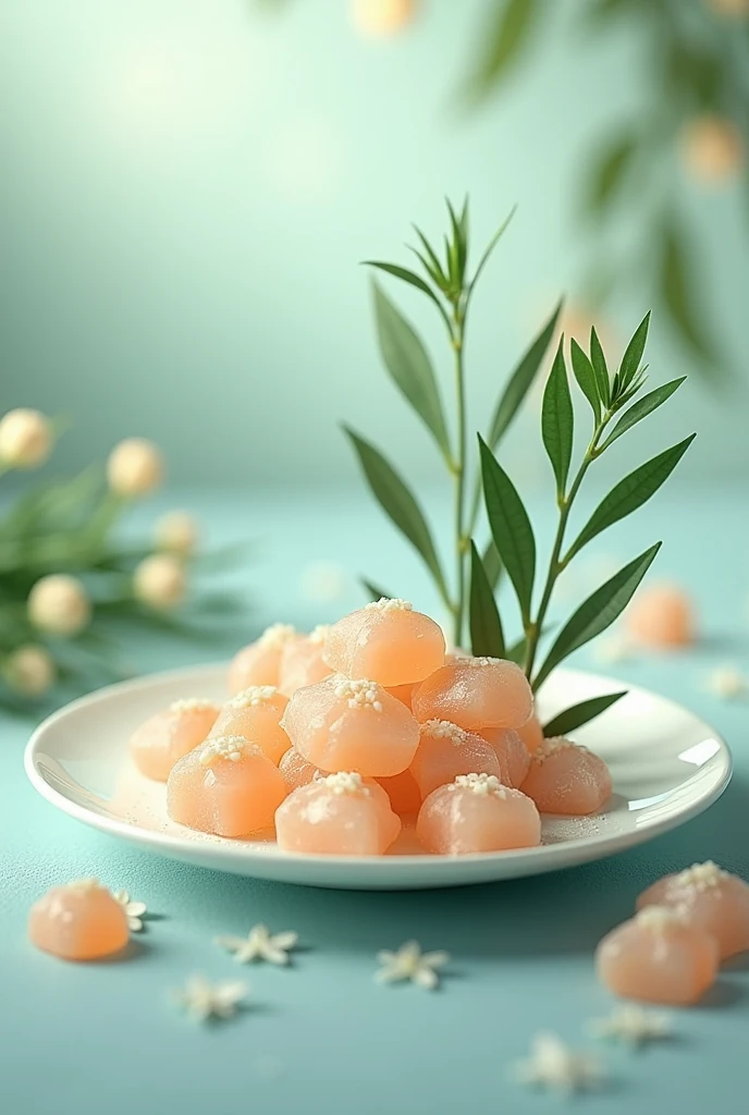 eucalyptus candies with the plant to the side