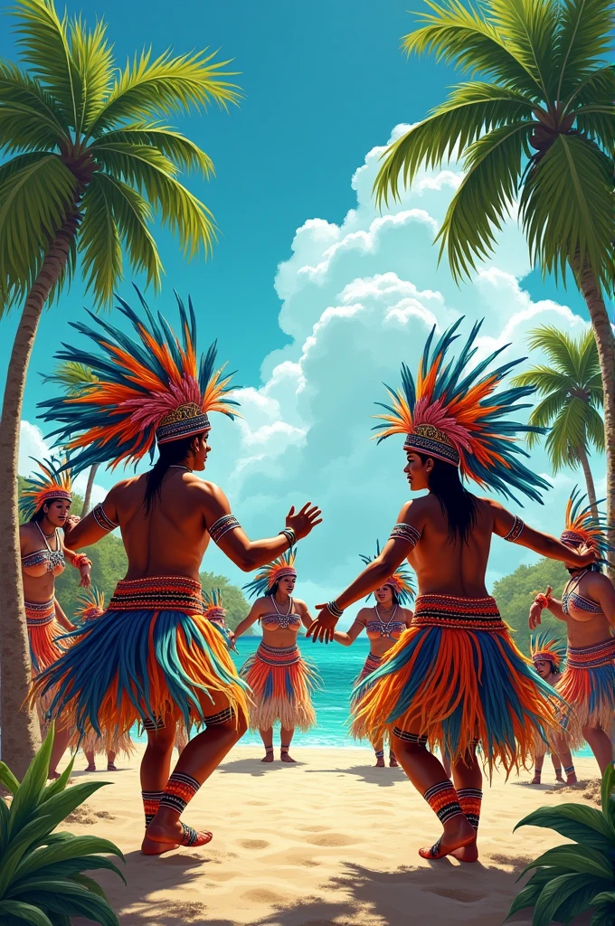 Drawing of the Kuna dance of Panama