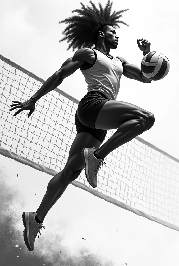 Black and white Afro-descendant volleyball player