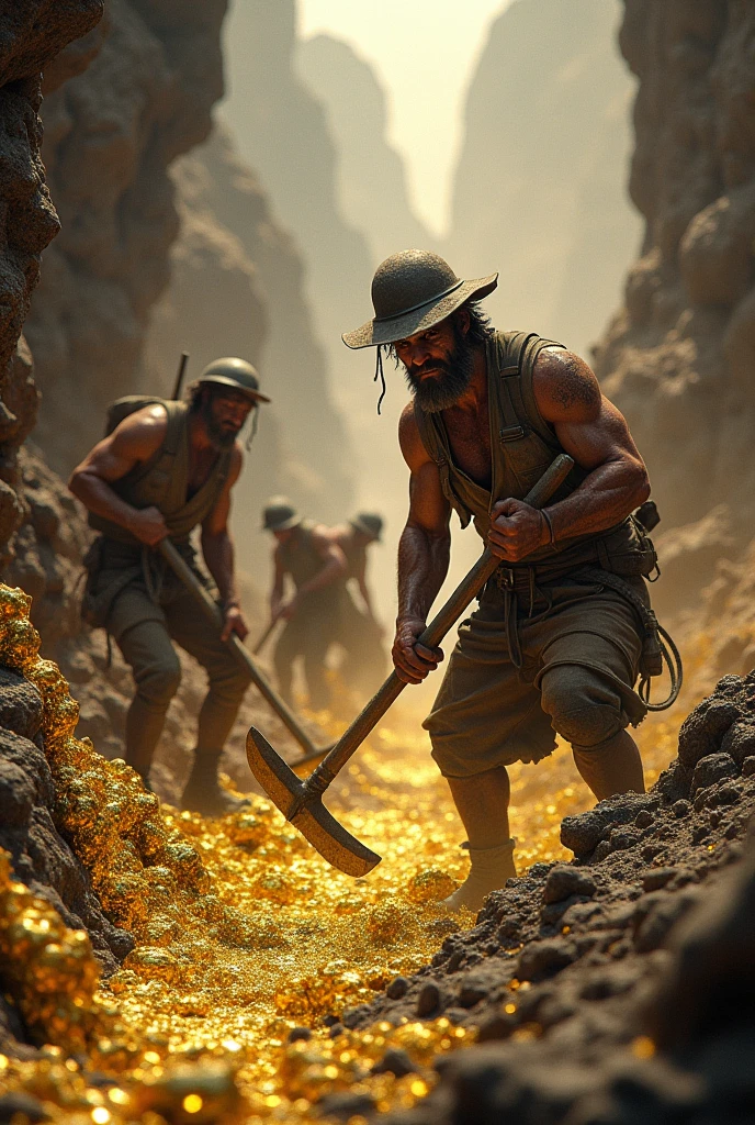 Miners exploiting gold