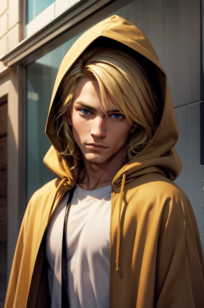 Blond man in hood