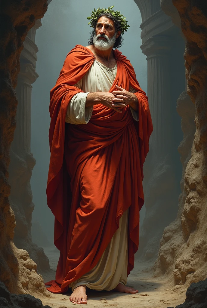 I need a full-body, realistic color illustration of Virgil from Dante's Divine Comedy. 