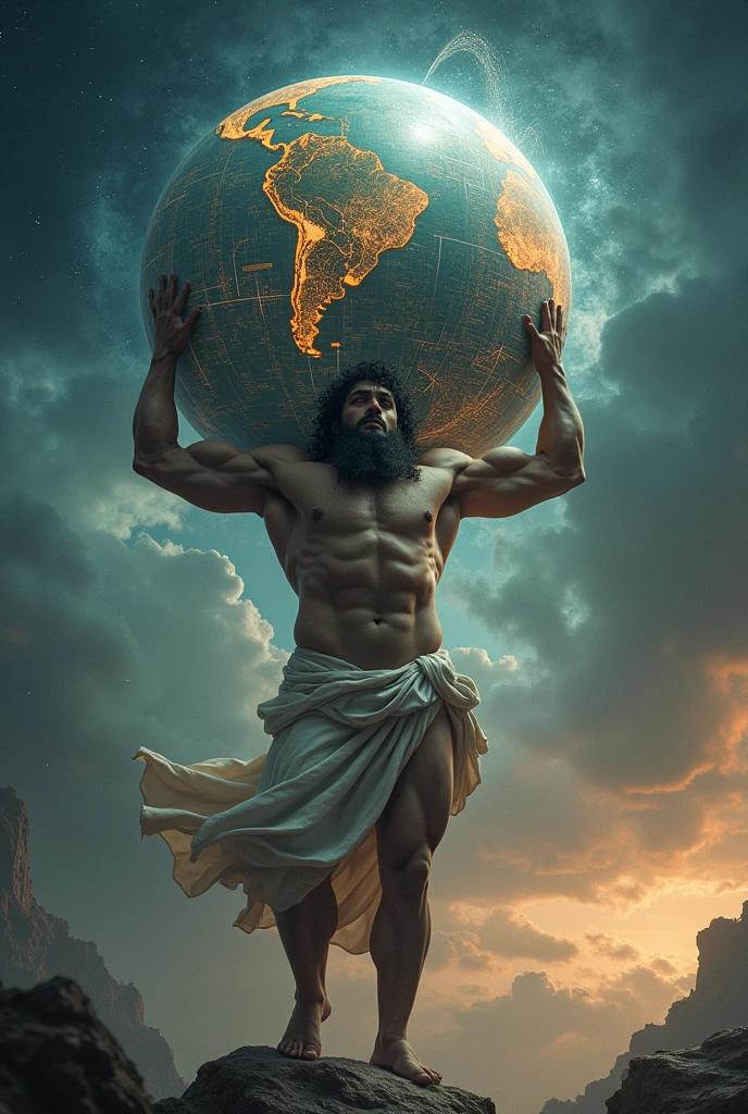 Atlas holding a globe of information