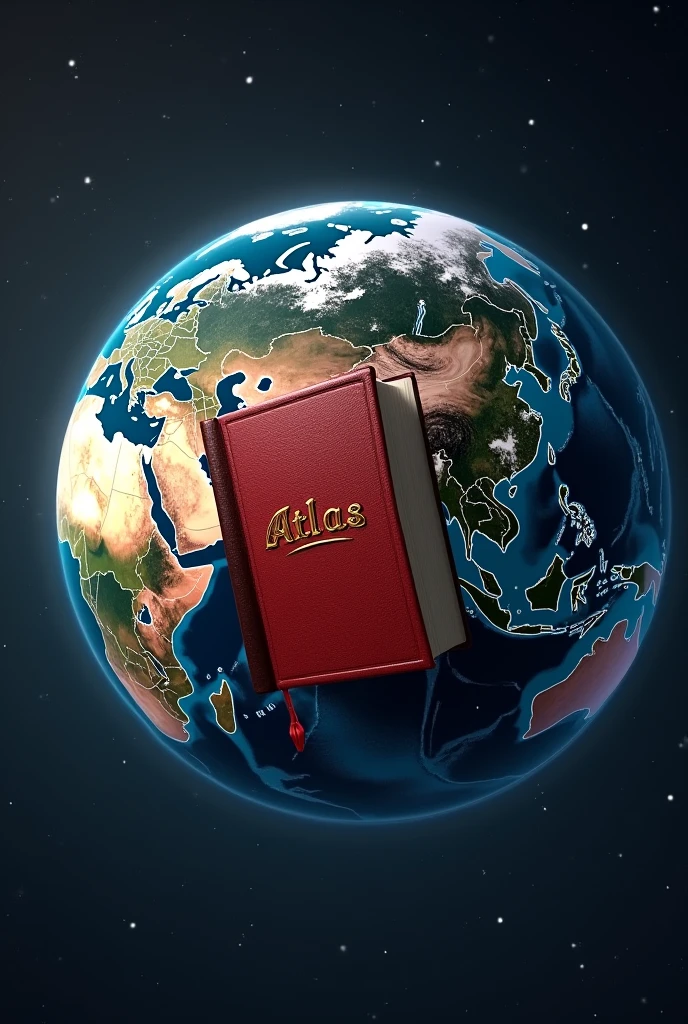 Red atlas entering a globe with animation 