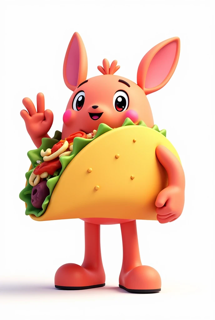 Anime botarga of a taco with pink tortilla against a white background