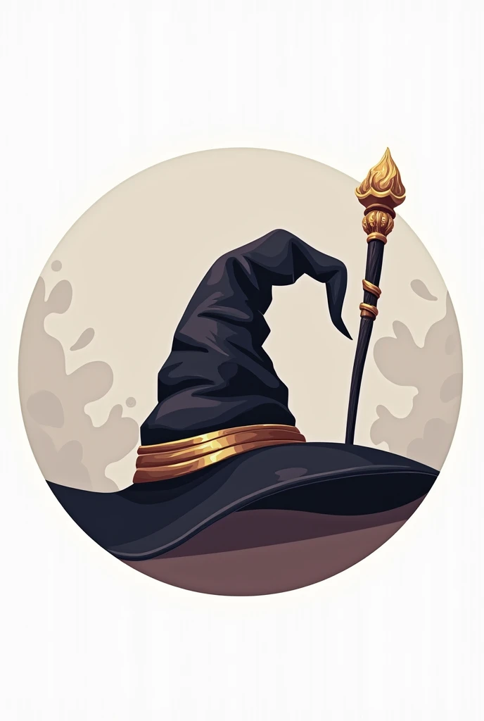 Make a round logo with only a witch's hat and wand