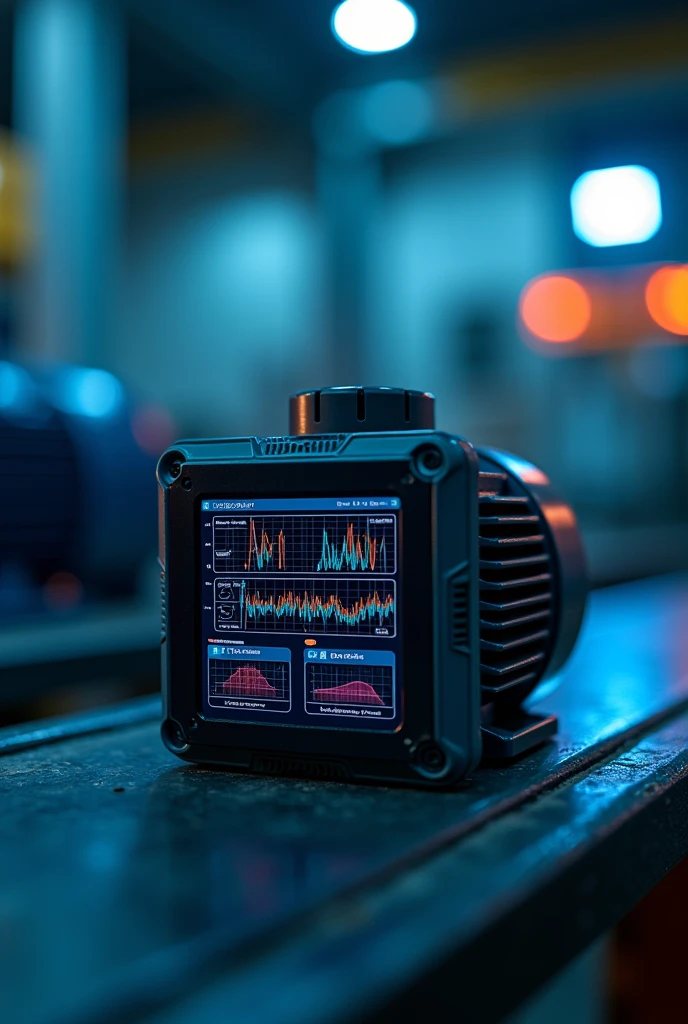 A vibration sensor with remote communication for a three-phase motor , GUI screen, graphics
