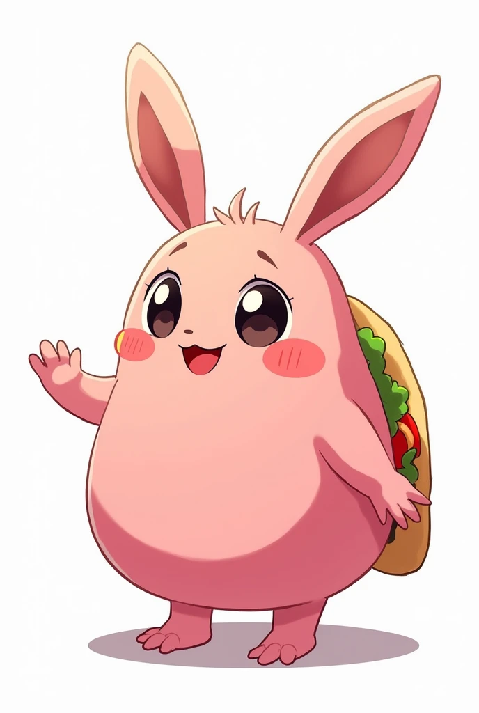 Anime botarga of a taco with pink tortilla against a white background