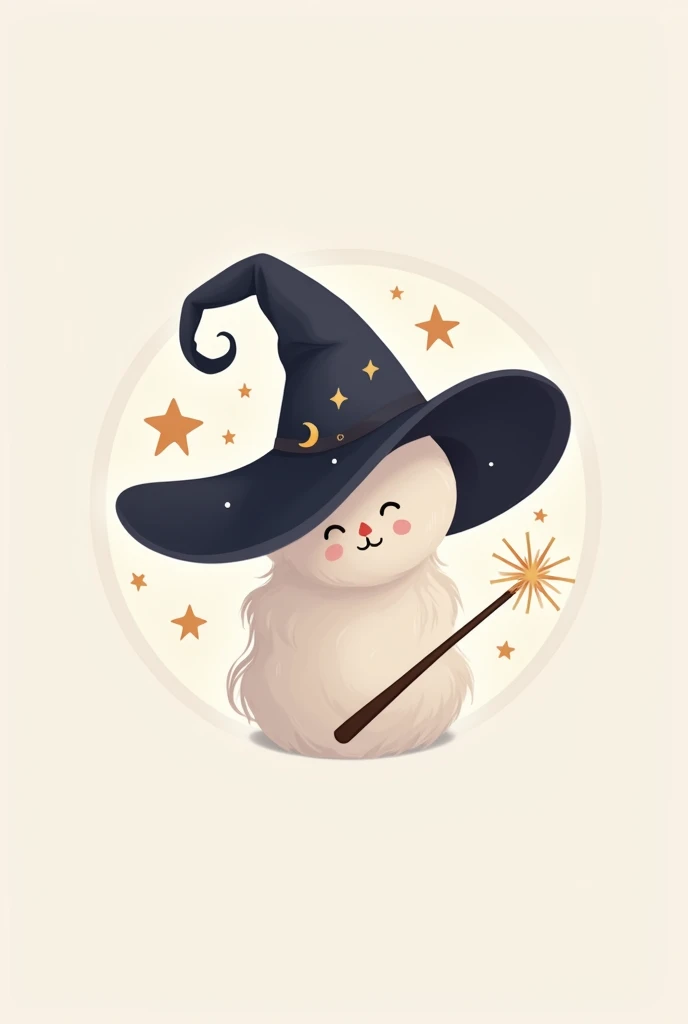 Create a round logo with only a witch's hat and a soft wand.