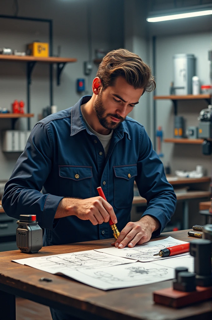 Un électricien dans son entreprise d’électricité nommée RosolService