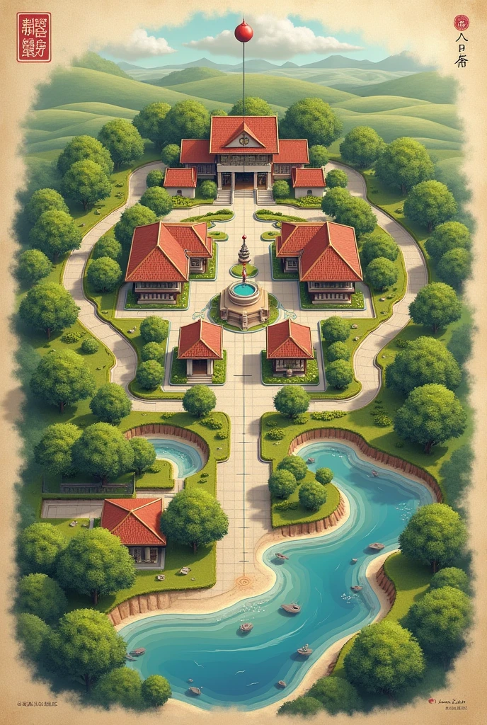 Compass plans with Feng Shui