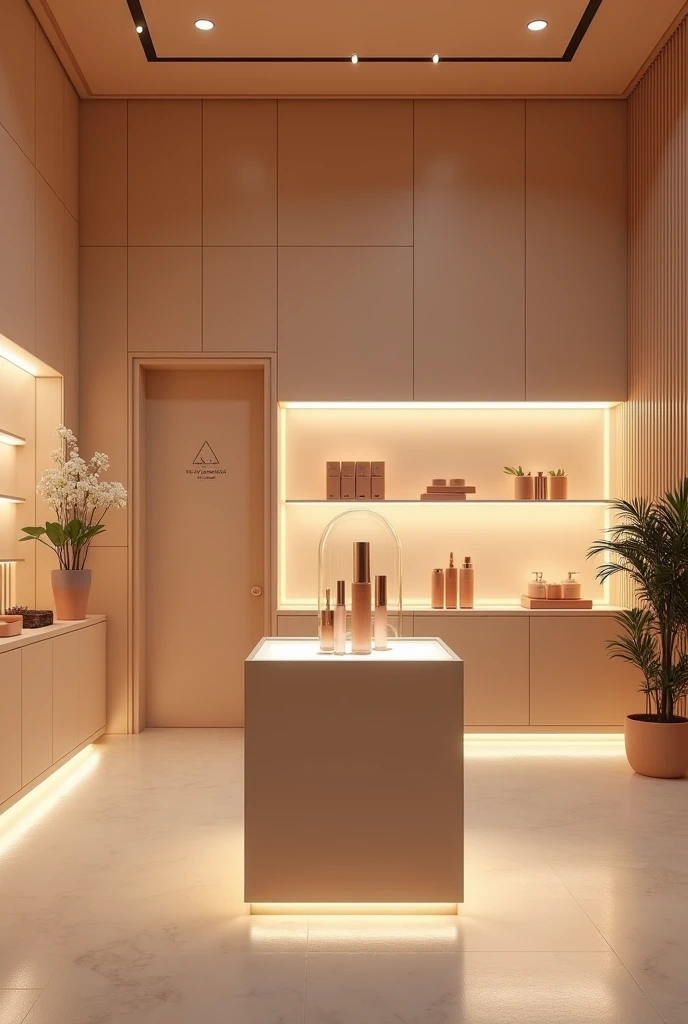 A retail space with aAmbient Lighting: Use soft, warm lighting to create a welcoming atmosphere and highlight the Tinted serum.
Schematics drawing