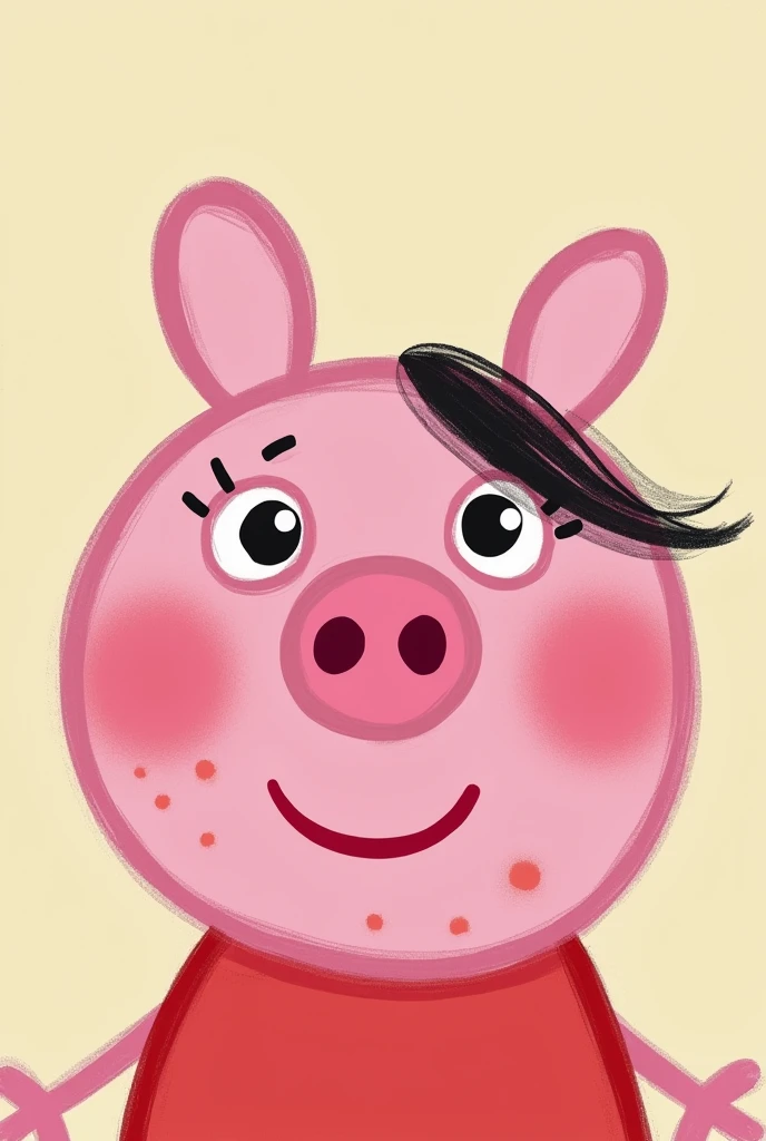 Peppa Pig with acne with a side part hairstyle