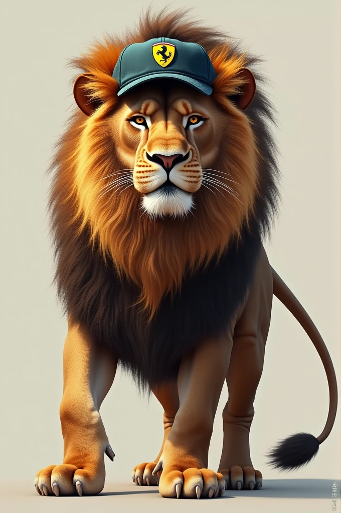 A lion wearing a driver's hat