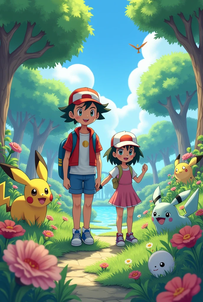 Satoshi y cloe pokemon