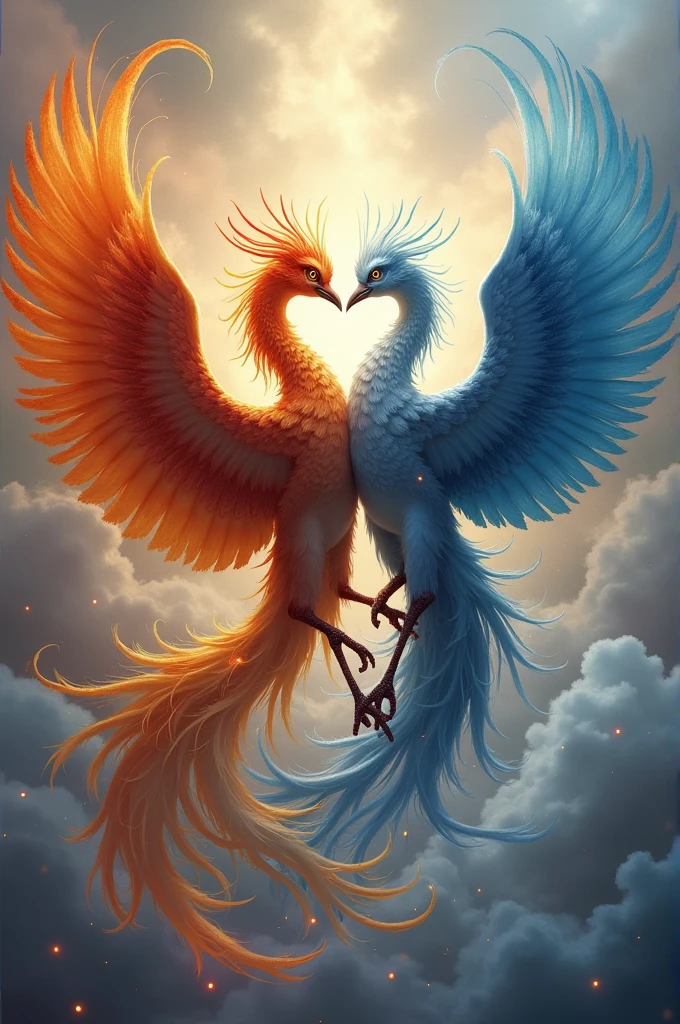 Two phoenixes inspired by yin and yang