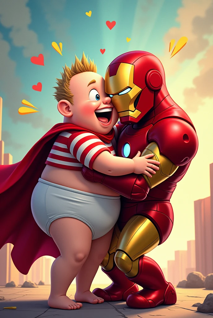 Captain Underpants kissing Iron Man