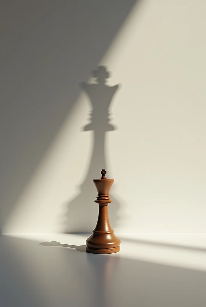 Make me an image of a pawn with a king's shadow