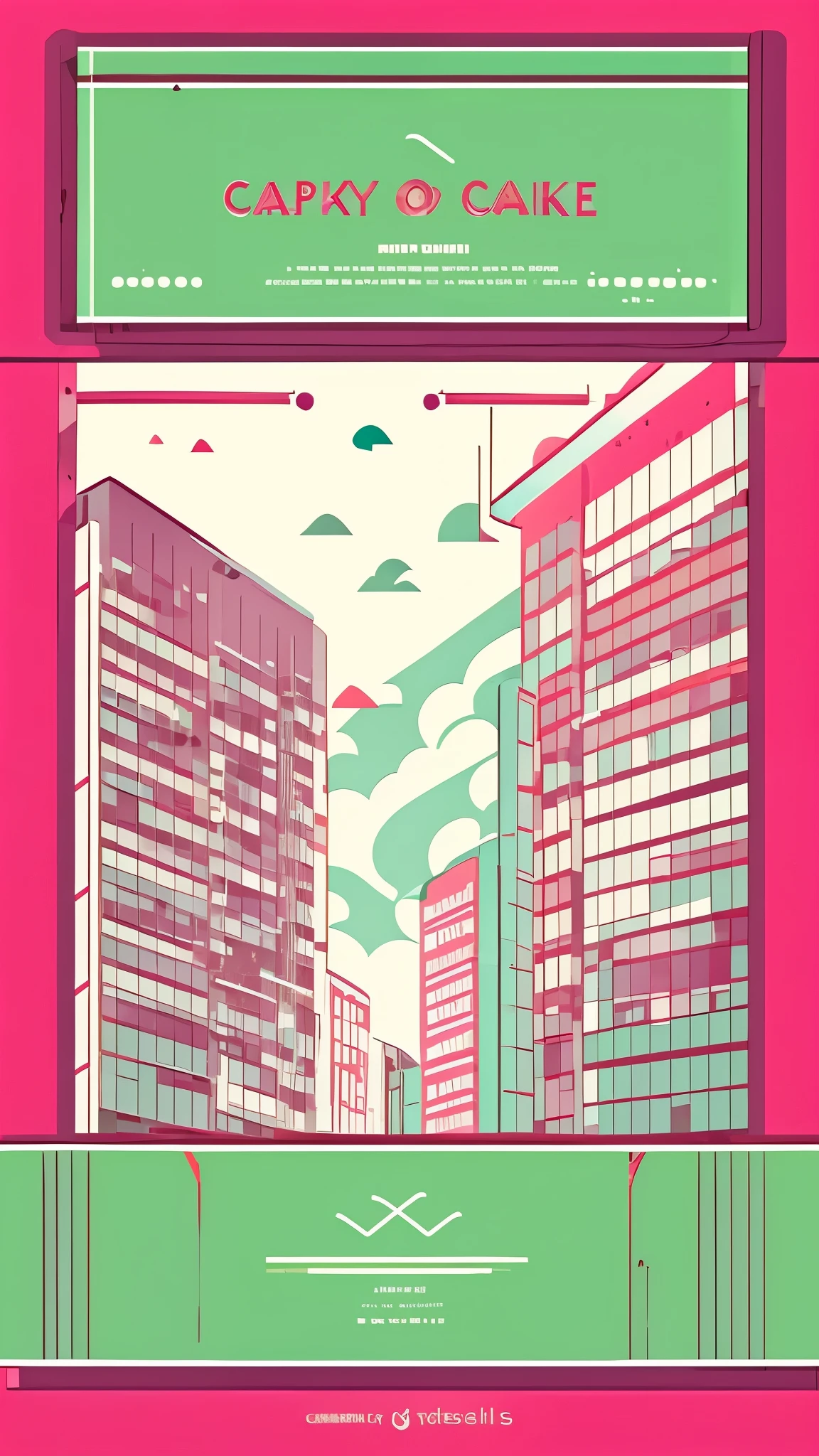 clean、Minimalist、Vector art、gradient cake scary hair、whiteいテックウェアの服、Tactical clothing(moss green、white)、strong stroke around image、simple and abstract design paper cute background、Solid color background、Or pastel colors、