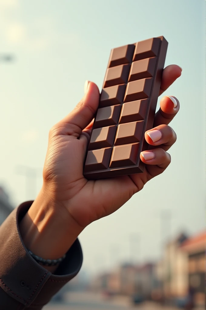 Billboard of a hand serving chocolate 