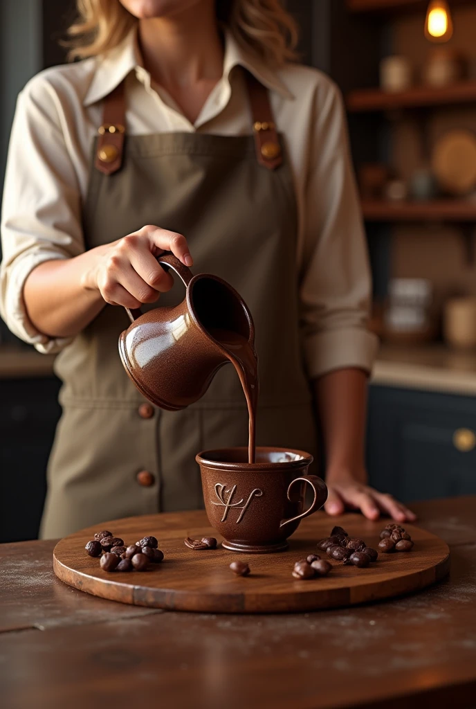 Me serving a pitcher of chocolate