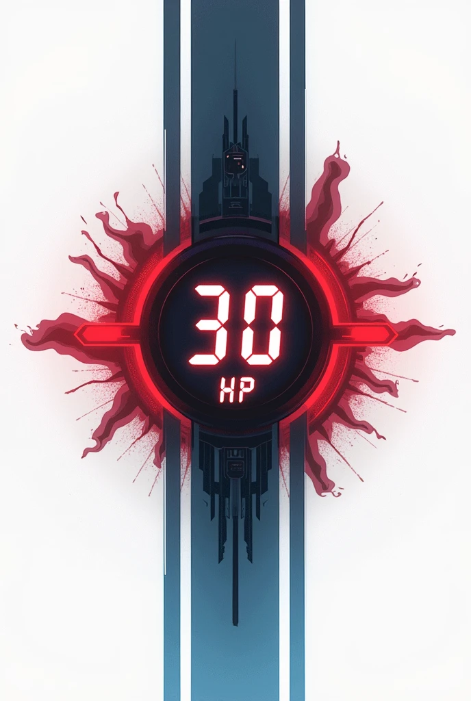 Create a Pokemon-style health bar with two lines on the sides connecting to the center, but inside the center, it should say '30 HP'. Only the bar should be visible, without any background., That is to say, it should be a png without losing the theme of the lines towards the center, also that the lines are large and if you lack space, do it horizontally.