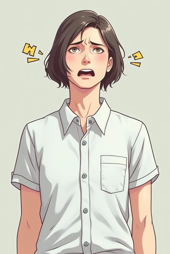 Generate the meme and include the text in the image
Top part: "When you try to button up your shirt, but..."
Bottom: "...it seems like the buttons have a mind of their own."