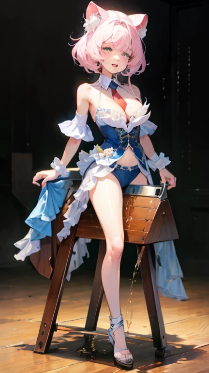 (Highly detailed CG Unity 8k), (Highest quality),(Very detailed),(Ultra-high resolution), 1 female, Young Face、Put your arms behind your hips, Wrists tied, Tie your ankles, The rocking horse is too high for my feet to reach., (His feet are on a rocking horse:1.4), Crying face,BDSM、(Pee dripping from the crotch)、(Dripping breast milk)、enema、The perfect dress for the body、The slit between the thighs