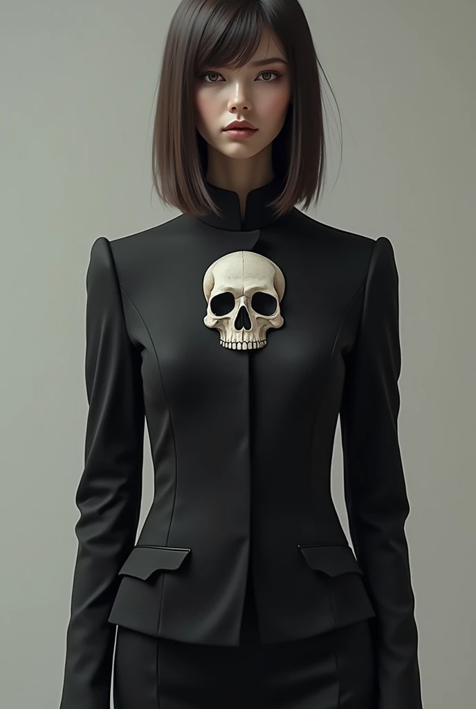 Minimalist jacket shield , featuring a feminine skull for women