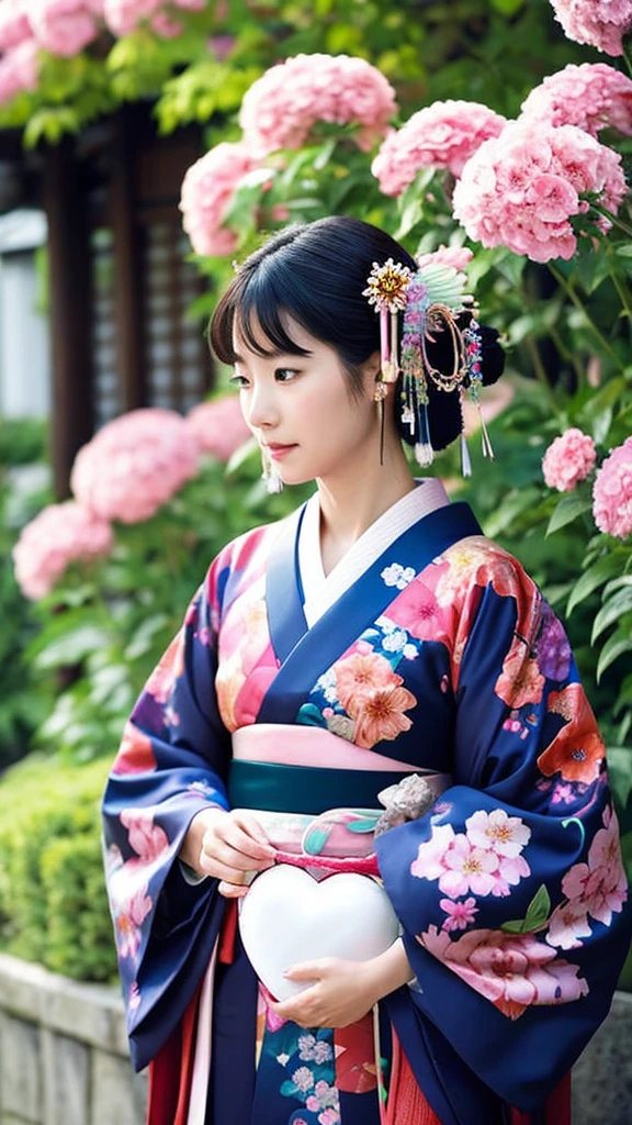Goddess with a heart、Wear an aura、Look forward、Has an aura、Surrounded by flowers、
kimono, Japanese gods