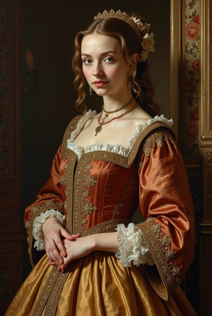 Create a painting of a woman in Tudor style