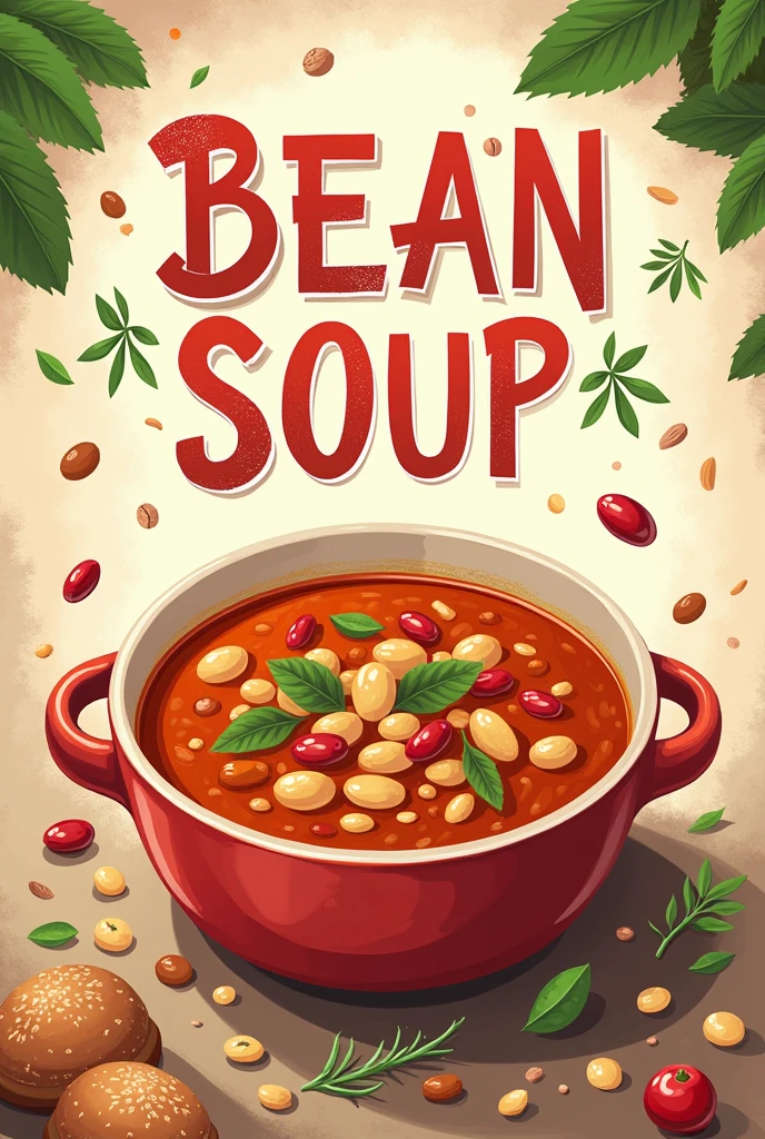 Create a poster promoting bean soup as a healthy and informative food, Now create a highlighting the flavors and how you'll feel after eating