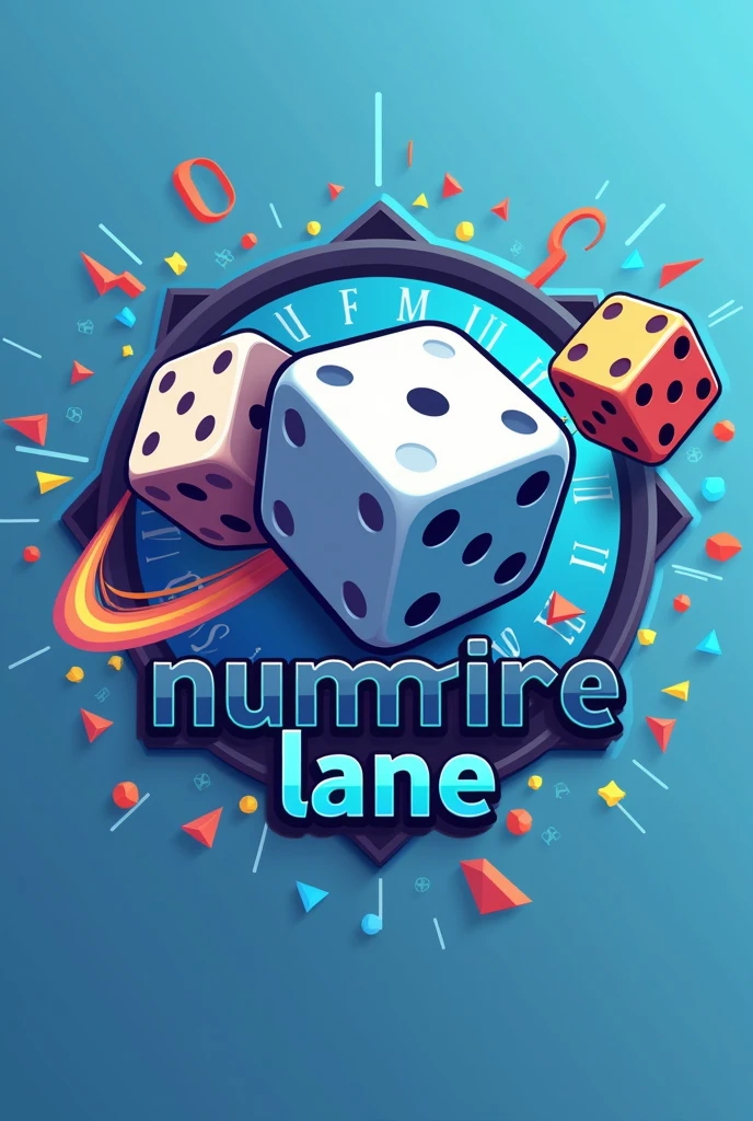 Generate a logo that can be used for a game about a race on mathematical probabilities alongside dice and with the word "numeric lane"