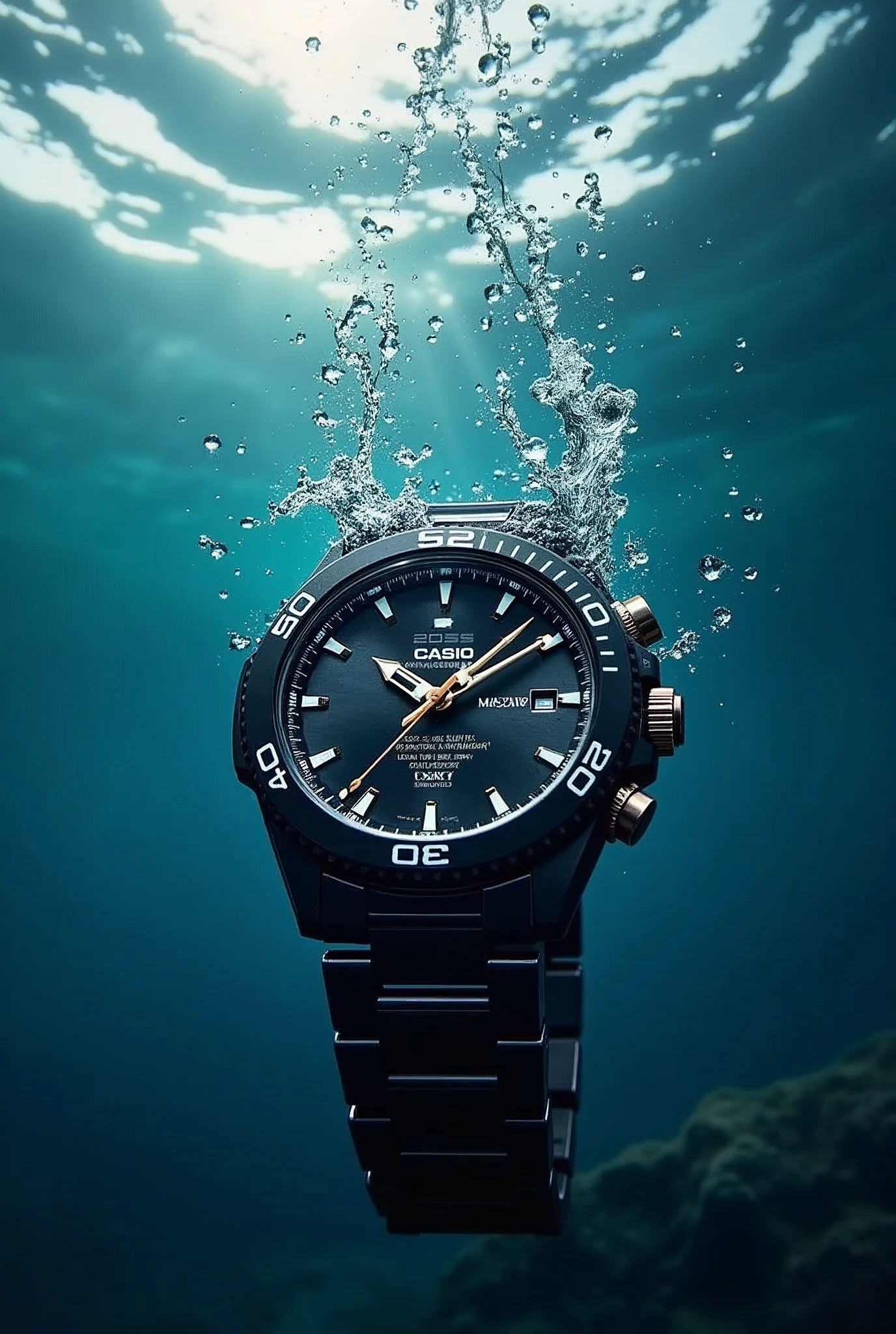 Headline: Dive into Tomorrow
Body copy:
Beyond the surface lies adventure. The Casio Waterproof Watch is your ultimate aquatic partner. Crafted for the depths, yet designed for every day. Its sleek profile hides a spirit of resilience, ready to conquer any wave or pool.
Dare to explore. Your time starts now.
Call to action: Make a splash. Visit your nearest Casio dealer or explore our collection at [Website].
Tagline: Casio Waterproof. Time for Every Tide.
