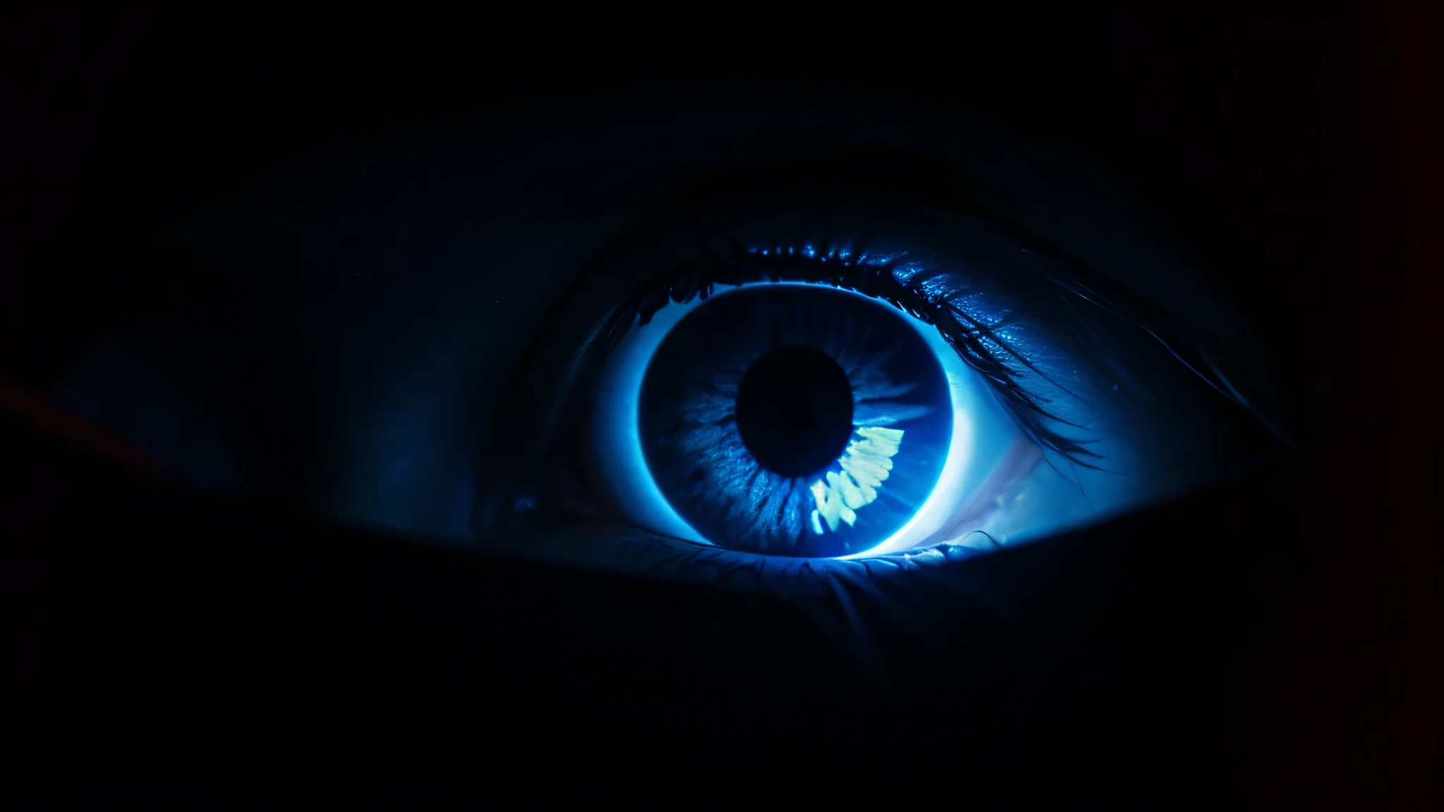 Glowing eyes peering out from the darkness.