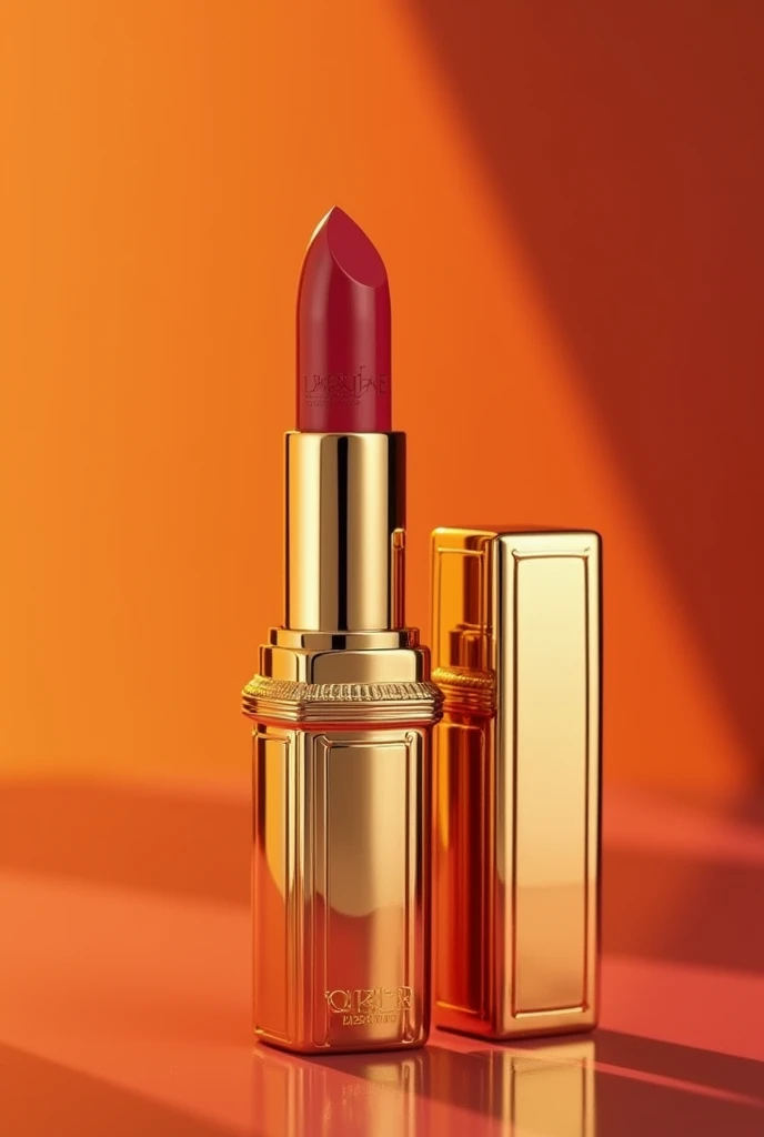 Generate a lipstick with gold packaging