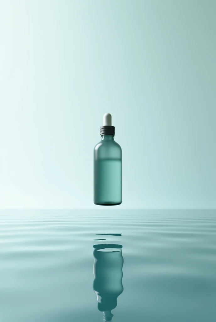 Tinted serum bottle appears floating above the pool, with a clean backdrop.