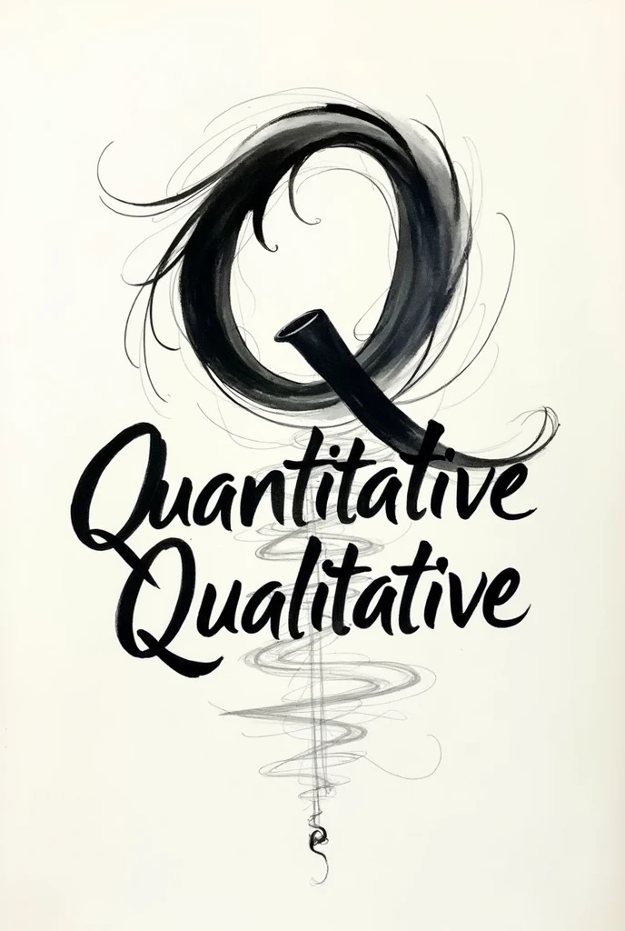 Create me a calligraphy design in the word "Quantitative vs Qualitative Research