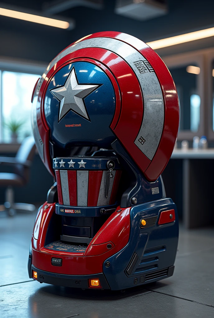 Hair cutting machine with Captain America designs