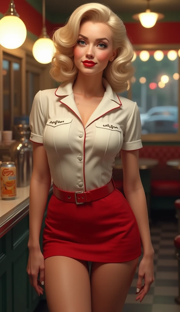 Shelley Long, a cocktail waitress at the Cheers Bar,neon